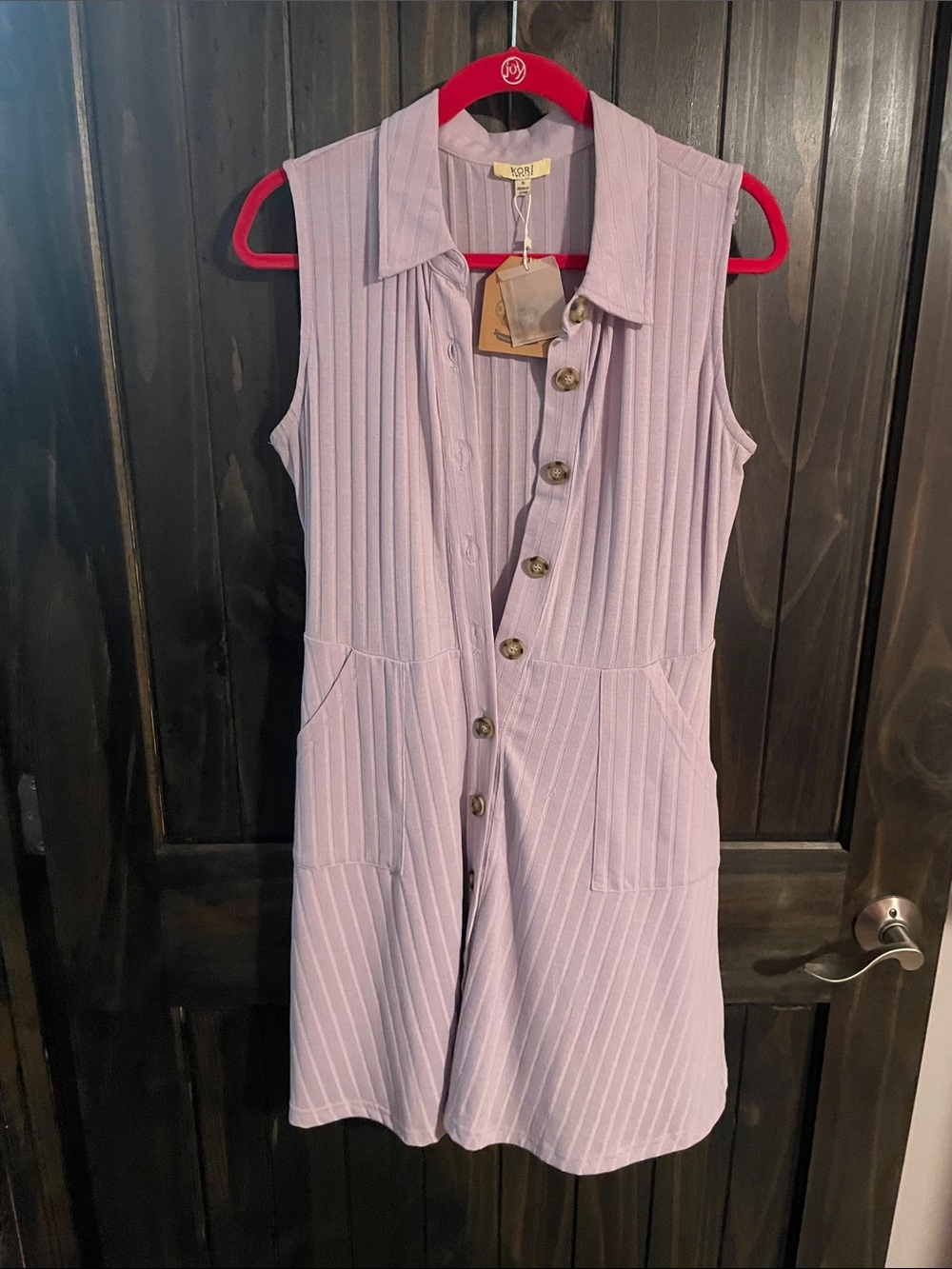 Kori Lilac Ribbed Button-Front Top